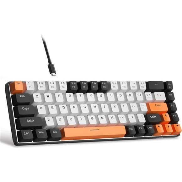 Portable 60% Mechanical Gaming Keyboard, MK-Box LED Backlit Compact 68 Keys - Picture 1 of 6